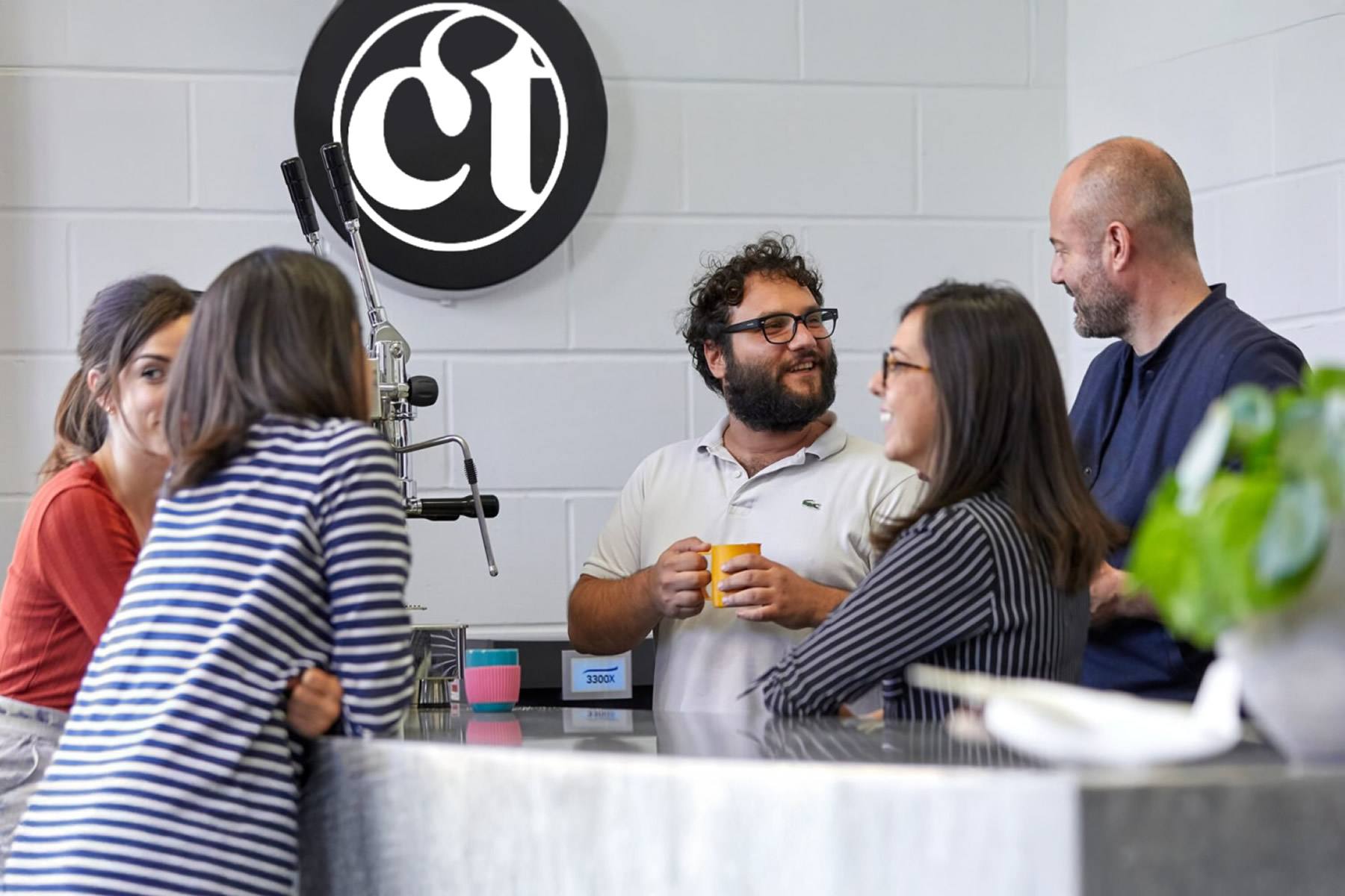 creative translation team enjoying coffee break